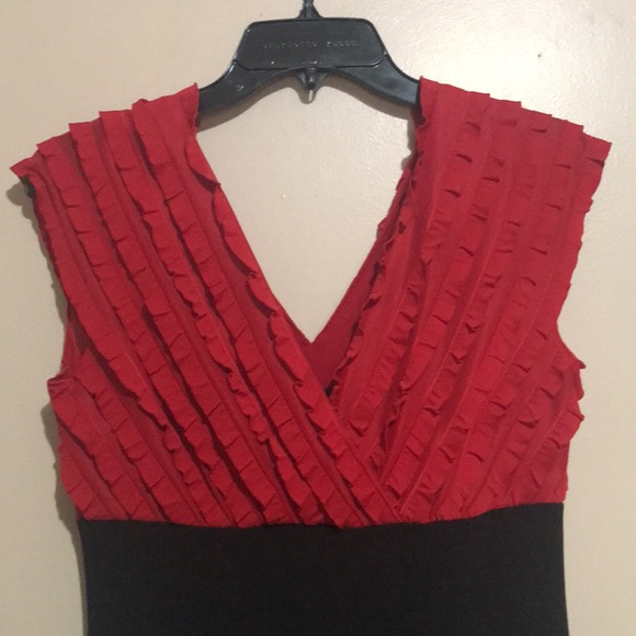 Connected Apparel Red & Black Dressy Dress Sz 6 - Picture 2 of 4